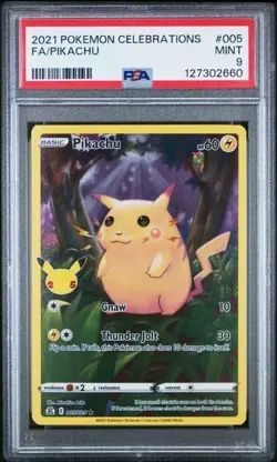 Pikachu #005/025 PSA 9 2021 Pokemon Celebrations Full Art Holo Mint - Image 1