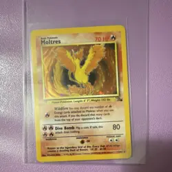 Pokemon Moltres 12/62 Fossil Holo Rare Basic 70 HP Unlimited English 1999 - Image 1