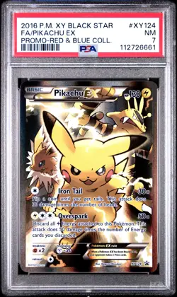 2016 POKEMON XY BLACK STAR PROMO #XY124 FA/PIKACHU EX PSA 7 - Image 1