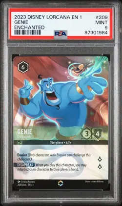 2023 DISNEY LORCANA EN 1-THE FIRST CHAPTER ENCHANTED GENIE - ON THE JOB PSA 9 - Image 1