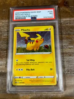 POKEMON 2020 Promo Single Pack Blisters PIKACHU Holo #039 PSA 7 RARE - Image 1