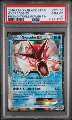 2016 POKEMON XY BLACK STAR PROMO TRIPLE POWER TIN #XY106 GYARADOS EX PSA 10 - Image 1