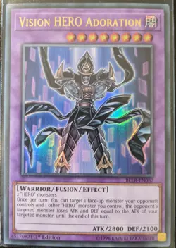 YuGiOh Vision Hero Adoration Ultra Rare 1st Edition BLLR-EN057 NM - Image 1