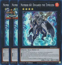 Yugioh! 3x Number 60: Dugares the Timeless RA02-EN037 Ultra Rare 1st Ed NM - Image 1