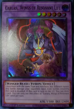 Yugioh Garura, Wings Of Resonant Life SR 1st Ed. RA02-EN024 Near Mint - Image 1