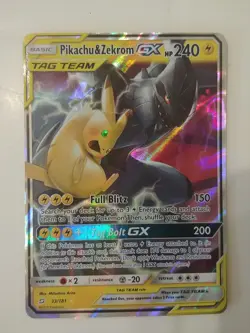 Pokemon Pikachu & Zekrom GX TCG Sun & Moon Team Up Holo Ultra Rare Card 33/181 - Image 1