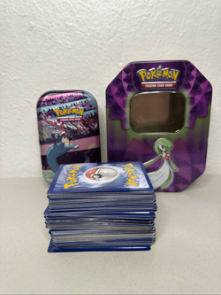 Pokemon Cards Lot of 140+ Cards & 2 Collectors Tins - Image 1