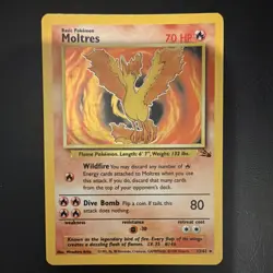 Pokemon Moltres Fossil Holo Rare Card 12/62 70 HP English 1999 WOTC Vintage - Image 1