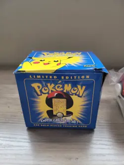 VTG 1999 Pokemon Pikachu 23K Gold-Plated Trading Card Burger King Blue Box - Image 2
