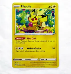 Pokemon TCG Pikachu 052/196 Lost Origin Common Kurumitsu Art - Image 1