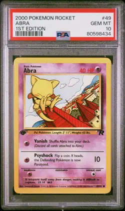 2000 POKEMON ROCKET 49 ABRA 1ST EDITION | PSA 10 - Image 1