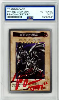 PSA Wayne Grayson Signed Red Eyes Black Dragon Holo 1998 Bandai Yu-Gi-Oh! TCG - Image 1