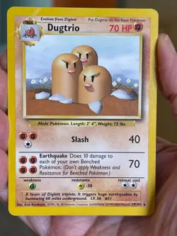 POKEMON DUGTRIO 19/102 RARE BASE SET DM CARD - Image 1