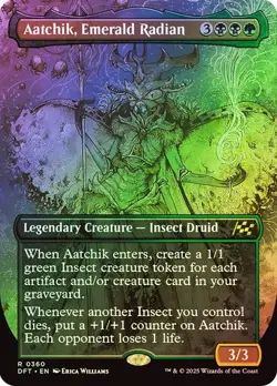 Aatchik, Emerald Radian (Borderless) 360 Foil NM MTG Aetherdrift Magic - Image 1