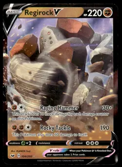 Pokemon TCG SWSH01: Sword & Shield Base Set #104/202 Regirock V NM - Image 1
