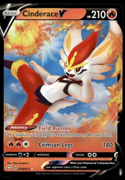 Pokemon TCG SWSH02: Rebel Clash #035/192 Cinderace V NM - Image 1