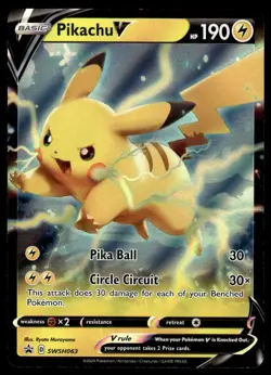 Pokemon TCG SWSH: Sword & Shield Promo Cards #SWSH063 Pikachu V NM - Image 1
