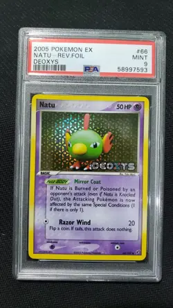 2005 Pokemon: NATU 66/107 - [Reverse Holo] - [EX Deoxys Set] - Mint - PSA 9 - Image 1