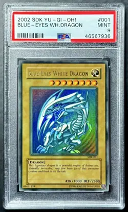 2002 Yugioh BLUE-EYES WHITE DRAGON SDK-001 Unlimited English PSA 9 Mint - Image 1