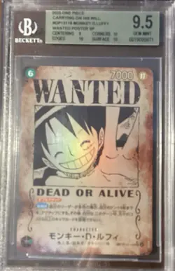 One Piece Monkey D. Luffy Wanted Poster SP Japanese Op13-118 Beckett 9.5 - Image 1