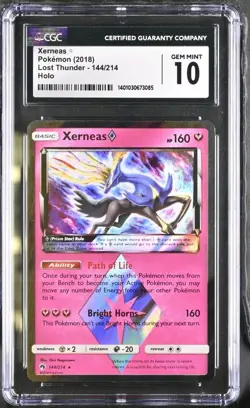 CGC 10 Xerneas Prism 144/214 Lost Thunder Pokemon 2018 - Image 1