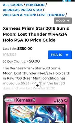 CGC 10 Xerneas Prism 144/214 Lost Thunder Pokemon 2018 - Image 3