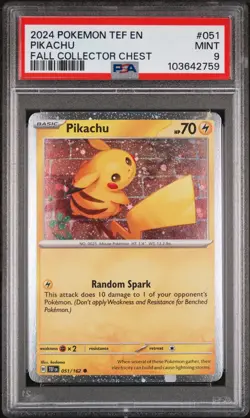 PSA 9 MINT Pikachu 051/162 COSMOS HOLO Collector Chest PROMO Pokemon - Image 1