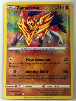 Zamazenta 102/185 Pokemon SWSH04: Vivid Voltage Amazing Rare NM - Image 1