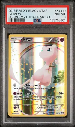 2016 POKEMON XY BLACK STAR PROMO #XY110 FA/MEW PSA 8 - Image 1