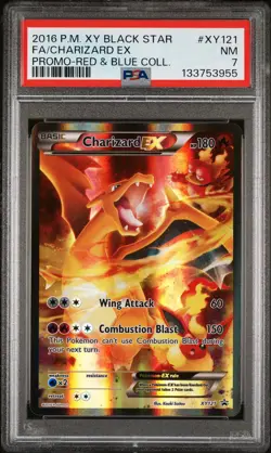2016 POKEMON XY BLACK STAR PROMO #XY121 FA/CHARIZARD EX PSA 7 - Image 1