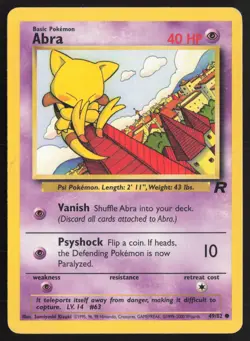 Pokemon TCG | Abra 49/82 | Common | Team Rocket | Moderately Played - Image 2