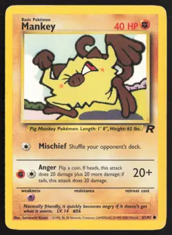Pokemon TCG | Mankey 61/82 | Common | Team Rocket | Moderately Played - Image 2