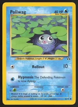 Pokemon TCG | Poliwag 62/75 | Common | Neo Discovery | Moderately Played - Image 2