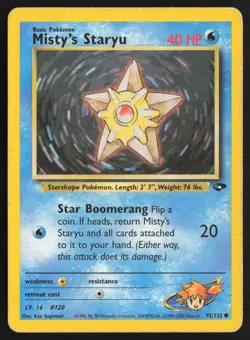 Pokemon TCG | Misty's Staryu 92/132 | Common | Gym Challenge | Moderately Played - Image 2