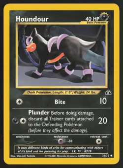 Pokemon TCG | Houndour 39/75 | Uncommon | Neo Discovery | Moderately Played - Image 2