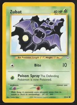 Pokemon TCG | Zubat 59/64 | Common | Neo Revelation | Moderately Played - Image 2