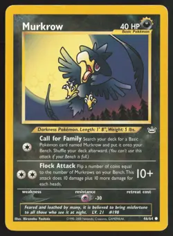 Pokemon TCG | Murkrow 46/64 | Common | Neo Revelation | Moderately Played - Image 2