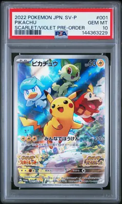 Pokemon Pikachu 001/SV-P - JPN Promo Pre-Order Scarlet Violet - PSA 10 GEM MINT - Image 1