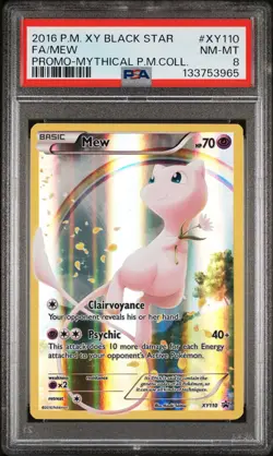 2016 POKEMON XY BLACK STAR PROMO #XY110 FA/MEW PSA 8 - Image 1