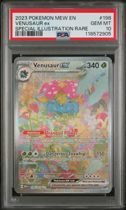2023 POKEMON MEW EN-151 SPECIAL ILLUSTRATION RARE #198 VENUSAUR EX PSA 10 - Image 1