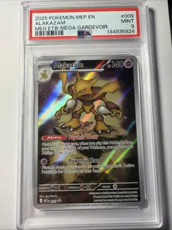 2025 POKEMON MEP MEGA EVOLUTION ETB PROMO #009 ALAKAZAM PSA 9 - Image 1