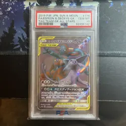 2019 Pokemon Japanese SM Tag Team GX All-Stars #176 FA Espeon & Deoxys GX PSA 10 - Image 1