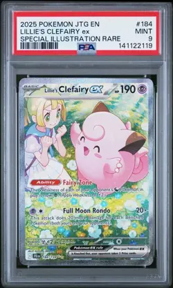 PSA 9 MINT Lillie's Clefairy ex 184/159 Sv09: Journey Together Holo Pokemon 2025 - Image 1