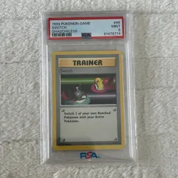 1999 Pokemon Base Set Shadowless Switch #95 PSA 9 Mint Trainer - Image 1