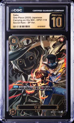 2025 ONE PIECE JPN CARRYING ON HIS WILL #OP07-118 SABO CGC 10 PERFECT - Image 1