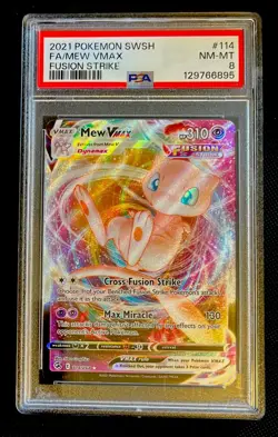 Pokemon TCG Mew VMAX 114/264 Fusion Strike Holo Card Raw PSA 8 - Image 1
