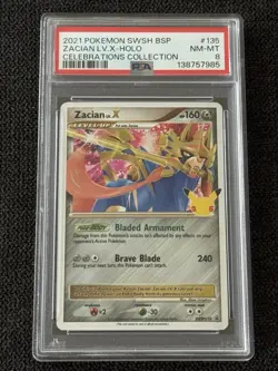 PSA 8 Zacian LV. X SWSH BSP #135 Celwbrations Collection Promo Cards Holo - Image 1