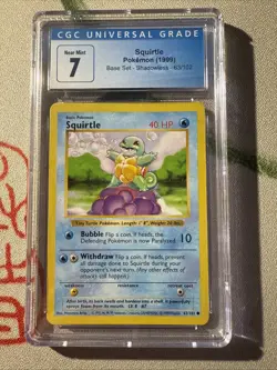 Pokemon Squirtle TCG Base Set Shadowless Common CGC 7 - Image 1