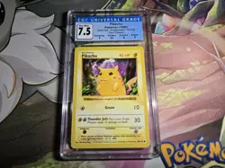 Vintage 1999 Pokemon Base Set Shadowless Pikachu Red Cheeks CGC 7.5 with Subs - Image 1