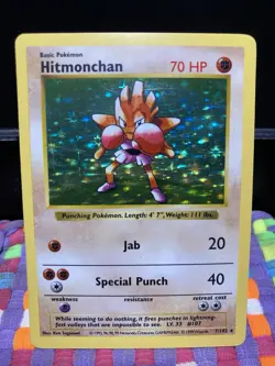 Hitmonchan Pokemon TCG Base Set SHADOWLESS Holo Rare 7/102 #7 NM - Image 1